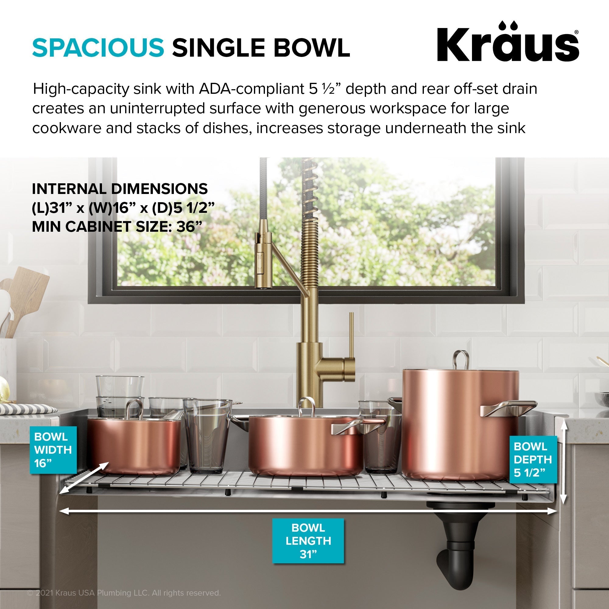 Kraus Kore Ada Workstation 33 Drop In Topmount 16 Gauge Stainless Steel Single Bowl Kitchen Sink With Accessories