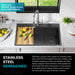 KRAUS Kore Workstation 33" Drop-In 16 Gauge Single Bowl Kitchen Sink in PVD Gunmetal-Kitchen Sinks-DirectSinks