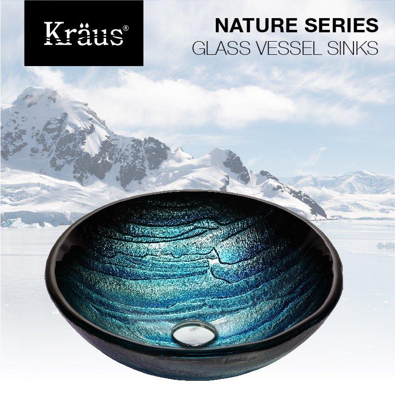 Kraus Ladon Glass Vessel Sink and Waterfall Faucet-DirectSinks