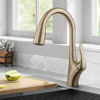 KRAUS Merlin Single Handle Pull-Down Kitchen Faucet in Brushed Gold-Kitchen Faucets-DirectSinks