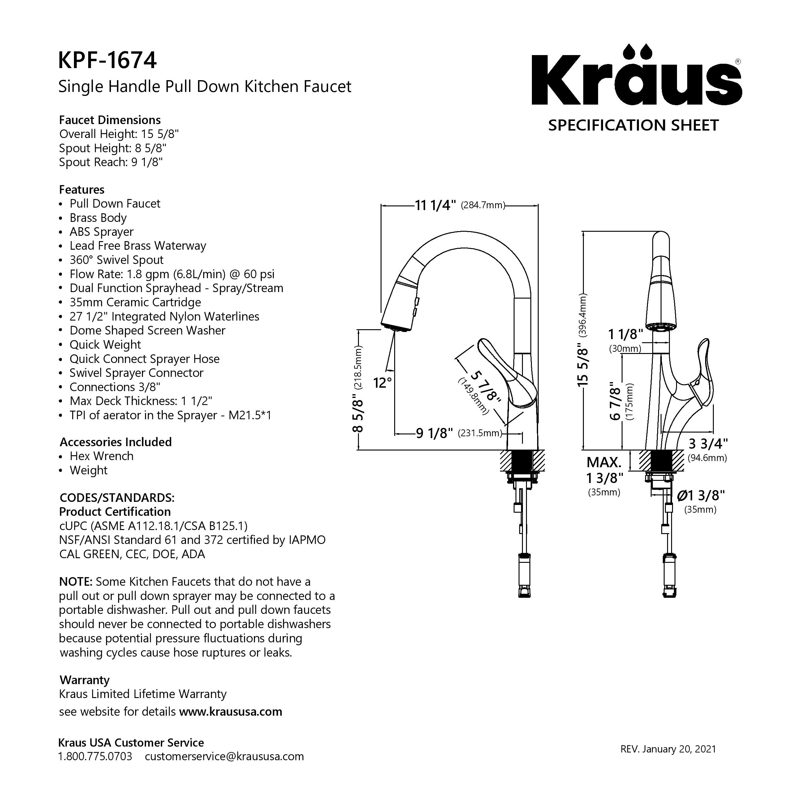 KRAUS Merlin Single Handle Pull-Down Kitchen Faucet in Matte Black-Kitchen Faucets-DirectSinks