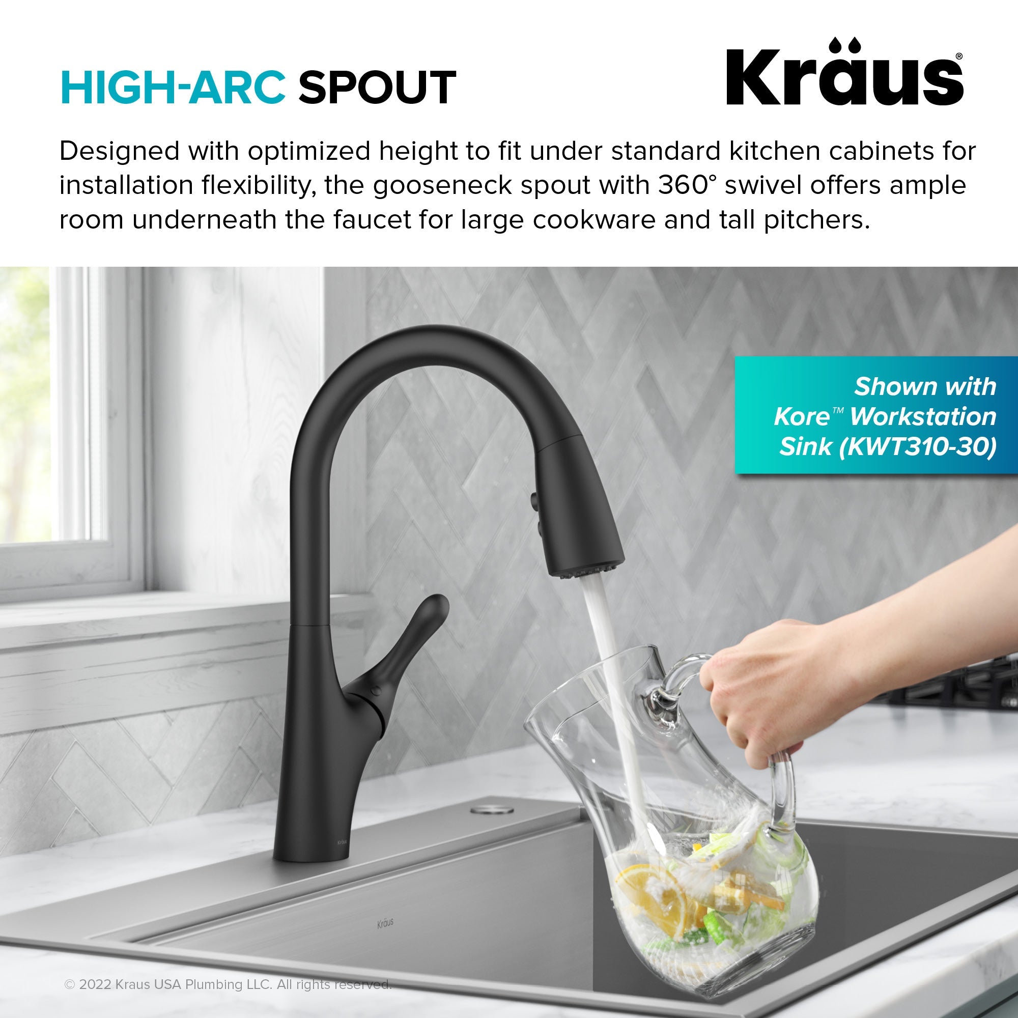 KRAUS Pull-Down Kitchen Faucet in Brushed Brass & Matte Black — DirectSinks