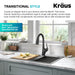 KRAUS Merlin Single Handle Pull-Down Kitchen Faucet in Matte Black-Kitchen Faucets-DirectSinks