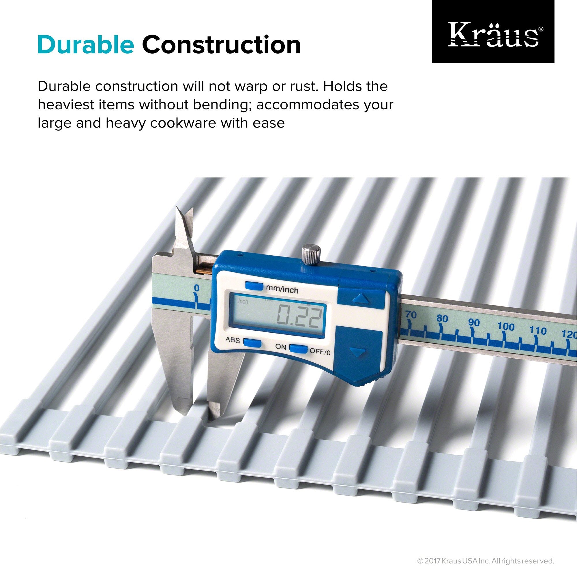 Kraus Drying Rack KRAUS Multipurpose Over Sink Roll-Up Dish Drying Rack in Grey — DirectSinks