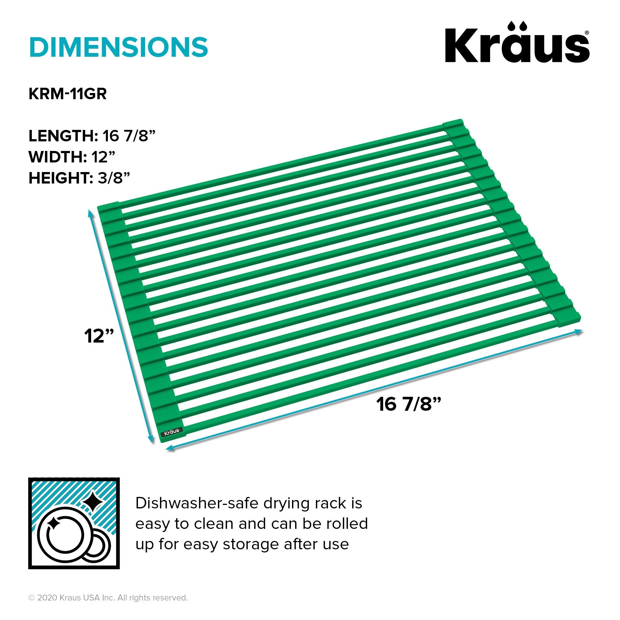 KRAUS Multipurpose Workstation Sink Roll-Up Dish Drying Rack-Kitchen Accessories-KRAUS