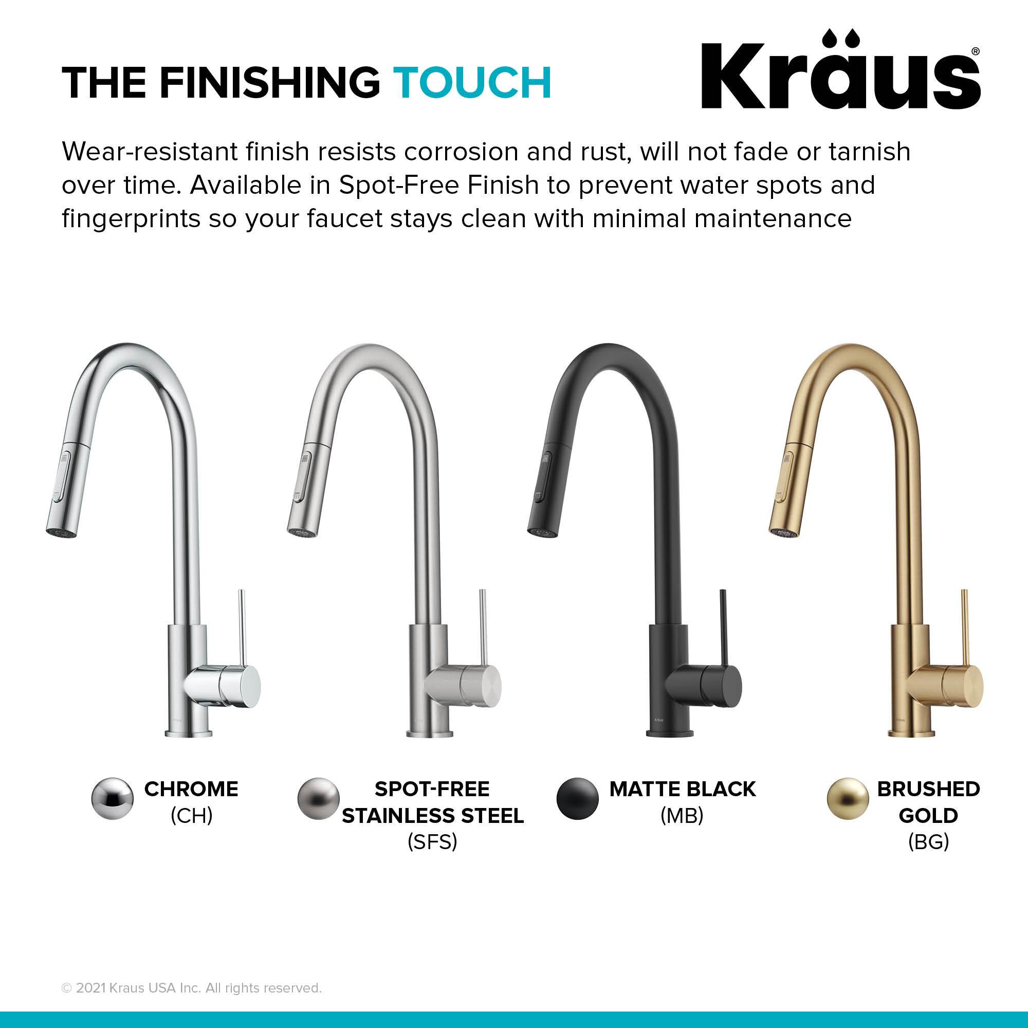 KRAUS New Oletto Contemporary Single Handle Pull Down Kitchen Faucet in Chrome KPF-3104CH | DirectSinks