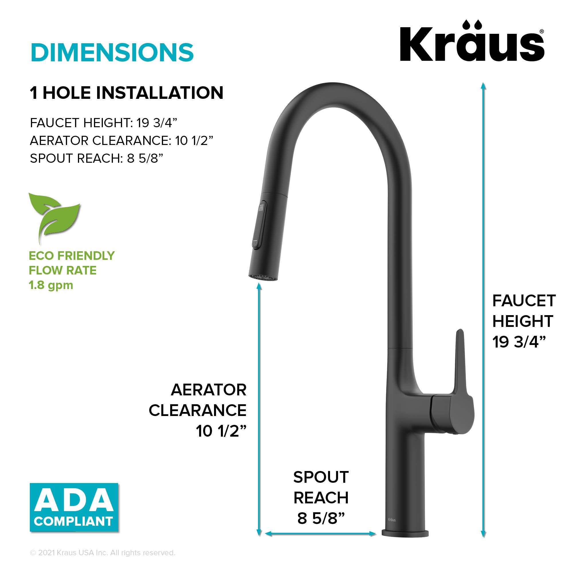 KRAUS New Oletto Modern Single Handle Pull Down Kitchen Faucet in Matte Black KPF-3101MB | DirectSinks