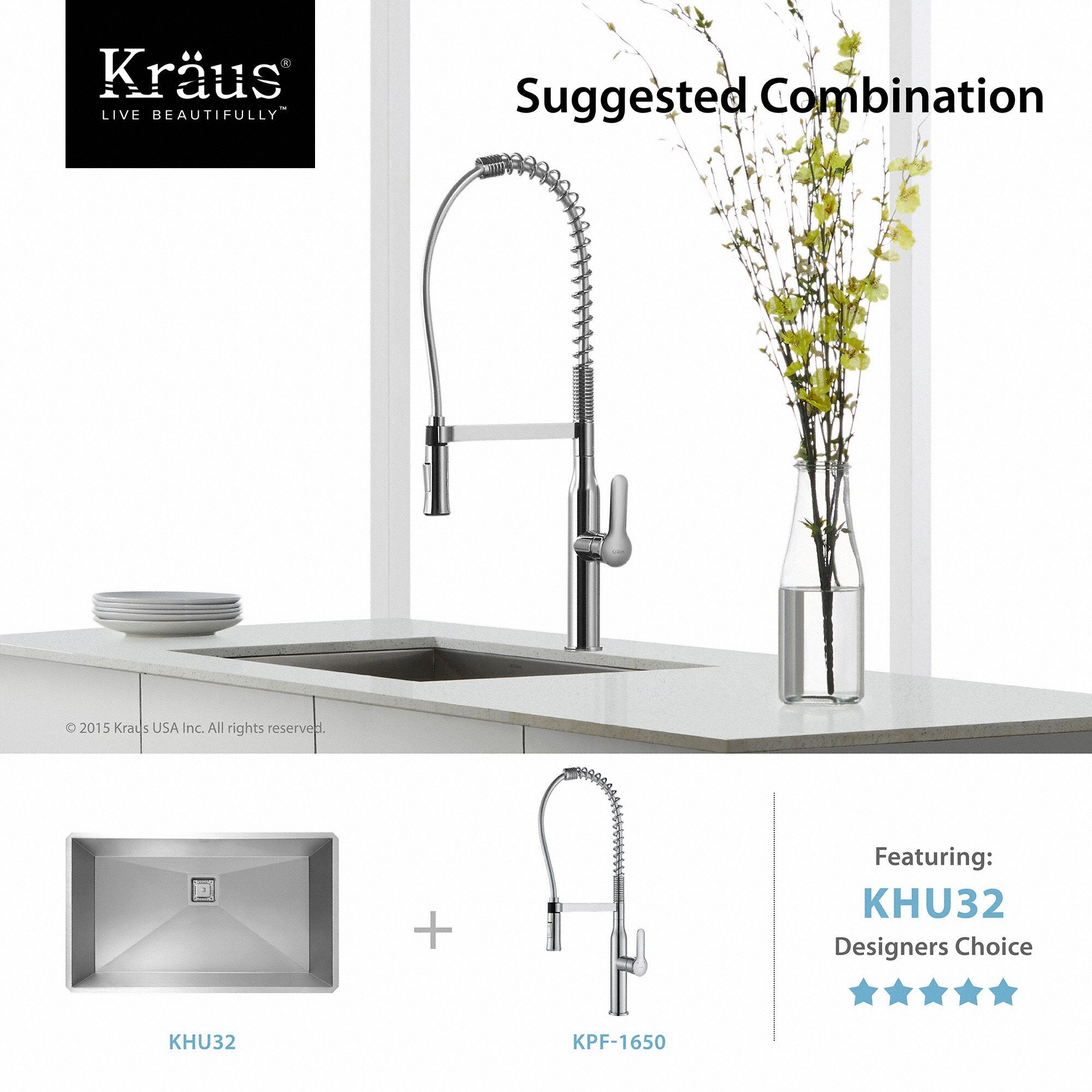 KRAUS Nola Single Lever Commercial Style Kitchen Faucet in Chrome KPF-1650 | DirectSinks