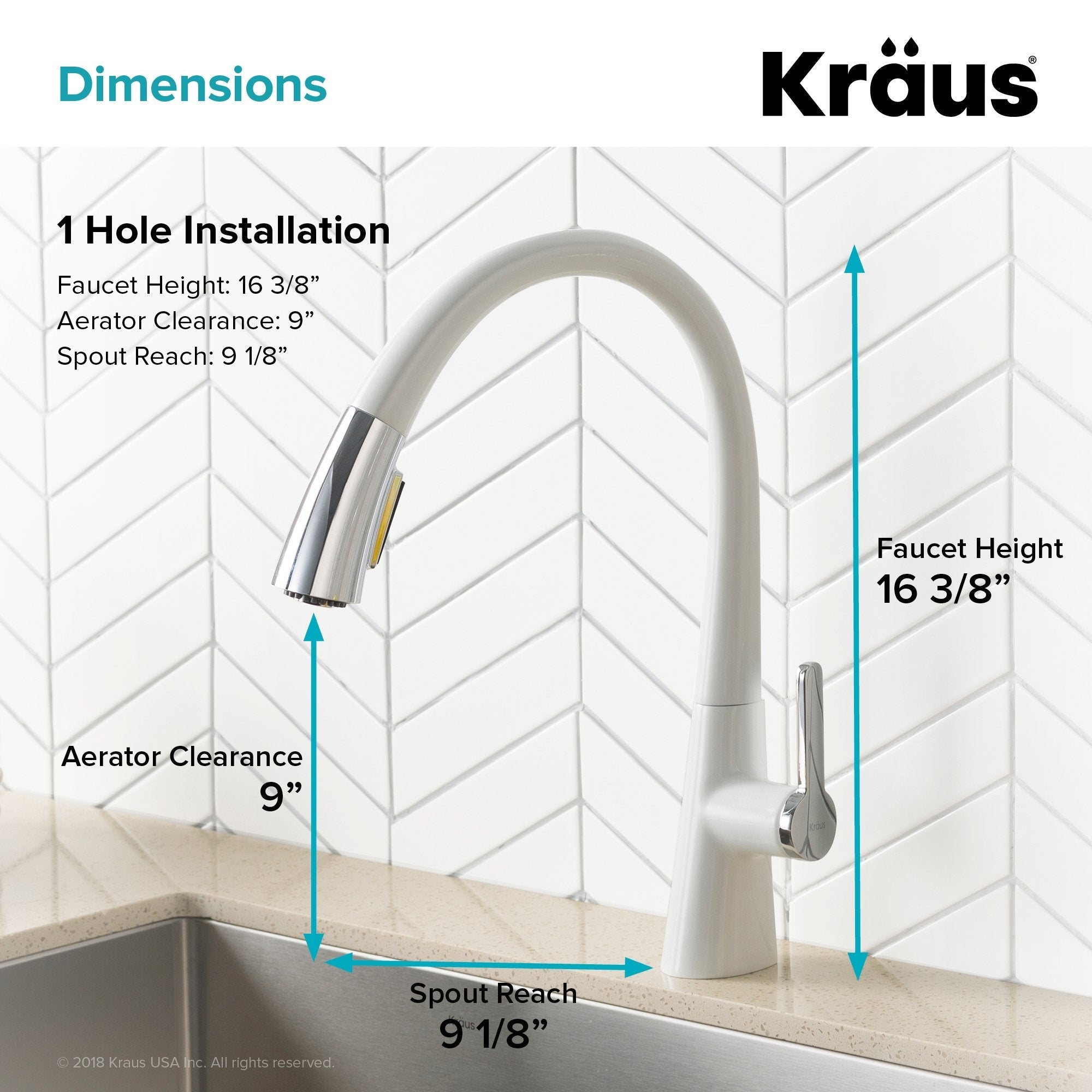 KRAUS Nolen Dual Function Pull-Down Kitchen Faucet in Chrome/White KPF-1673CHWH | DirectSinks