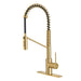 KRAUS Oletto Commercial Style Pull-Down Single Handle Kitchen Faucet in Brushed Brass-Kitchen Faucets-DirectSinks