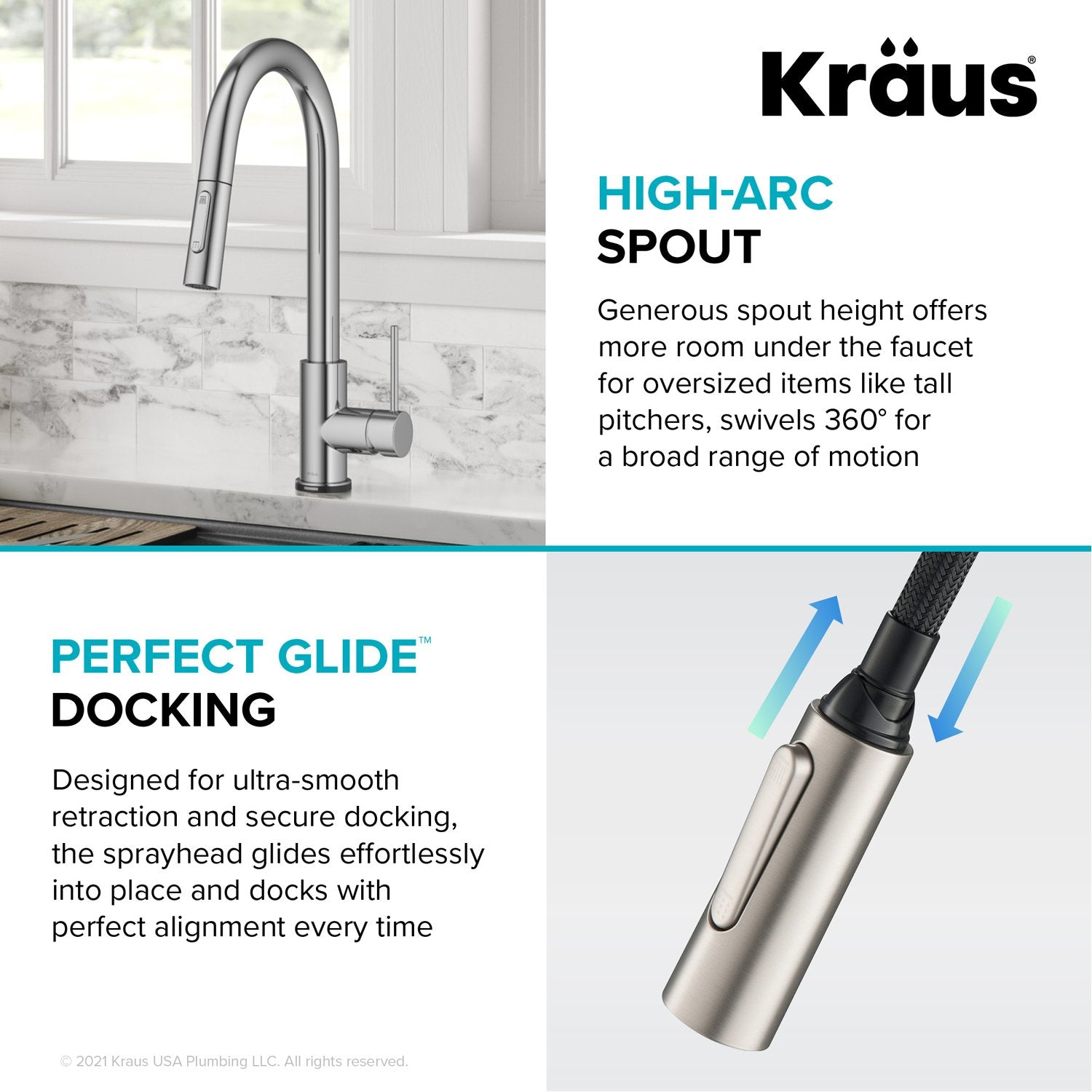 KRAUS Oletto Contemporary Single-Handle Touch Activated with Pull Down Sprayer in Chrome-Kitchen Faucets-DirectSinks