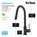 KRAUS Oletto Contemporary Single-Handle Touch Activated with Pull Down Sprayer in Matte Black-Kitchen Faucets-DirectSinks