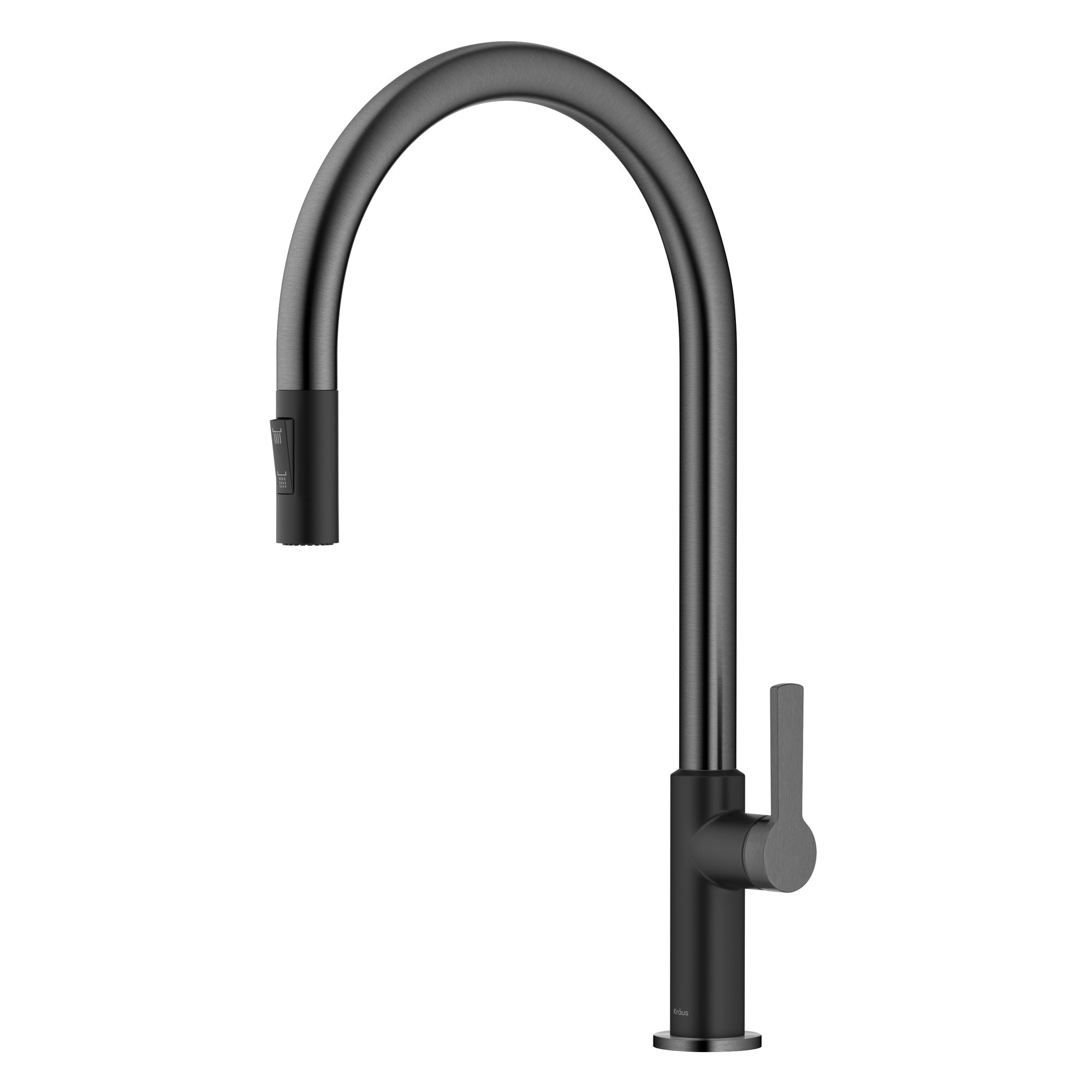 KRAUS Oletto High-Arc Matte Black & Black Stainless Steel Pull-Down Kitchen Faucet-Kitchen Faucets-DirectSinks