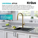 KRAUS Oletto High-Arc Single Handle Pull-Down Kitchen Faucet in Brushed Brass KPF-2821BB | DirectSinks