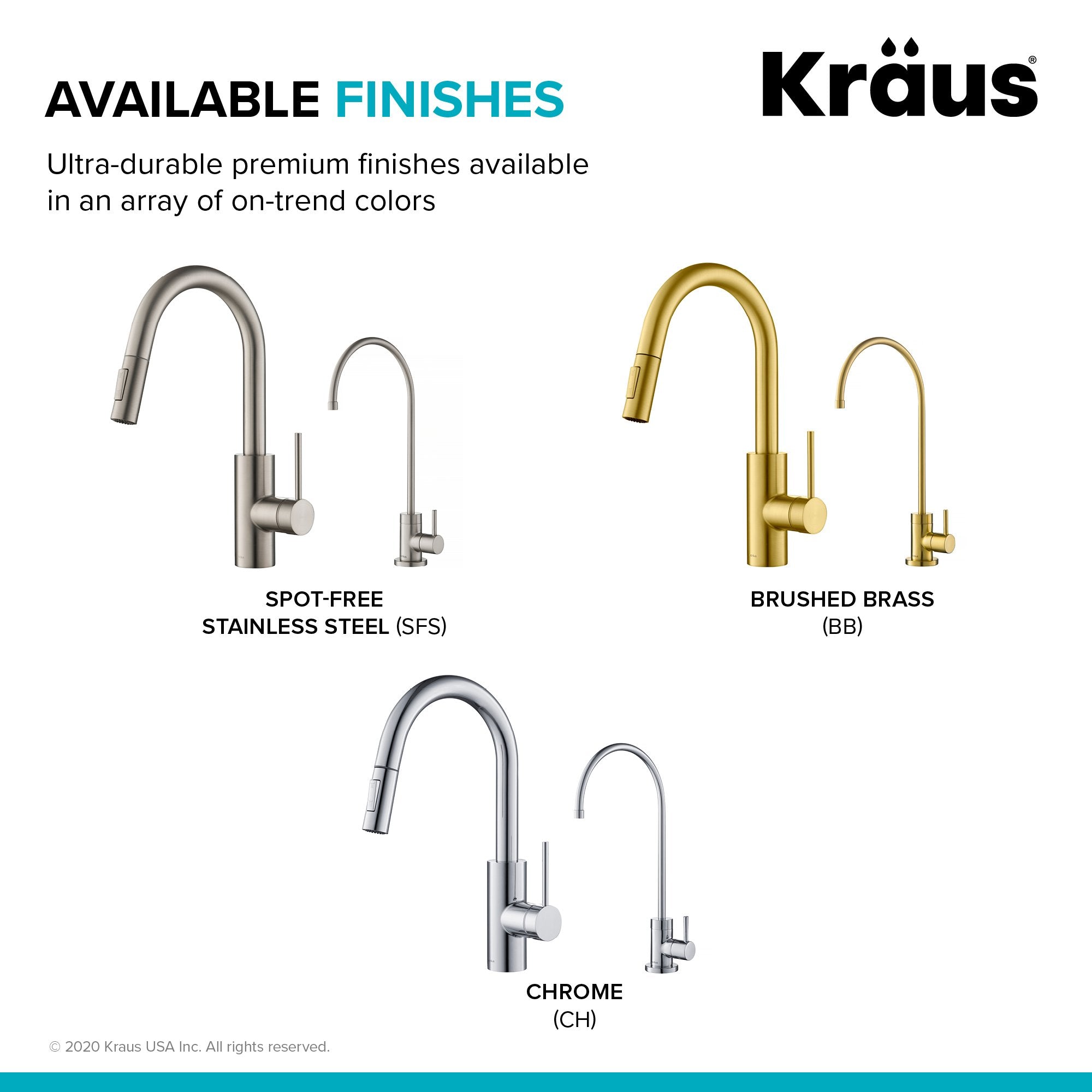 KRAUS Oletto Pull-Down Kitchen Faucet & Purita Water Filter Faucet in Brushed Brass KPF-2620-FF-100BB | DirectSinks