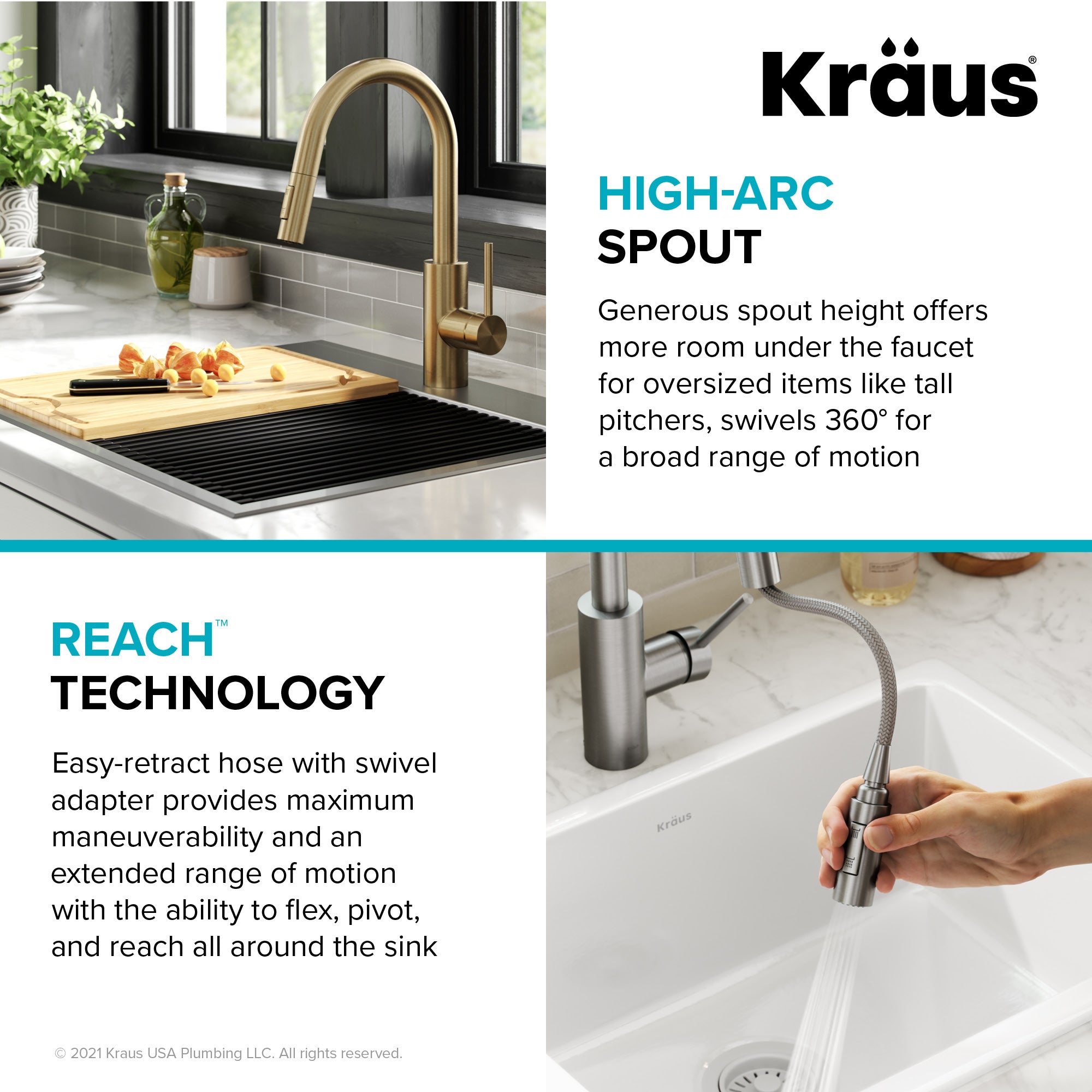 KRAUS Oletto Pull-Down Single Handle Kitchen Faucet in Spot Free Antique Champagne Bronze-Kitchen Faucets-DirectSinks