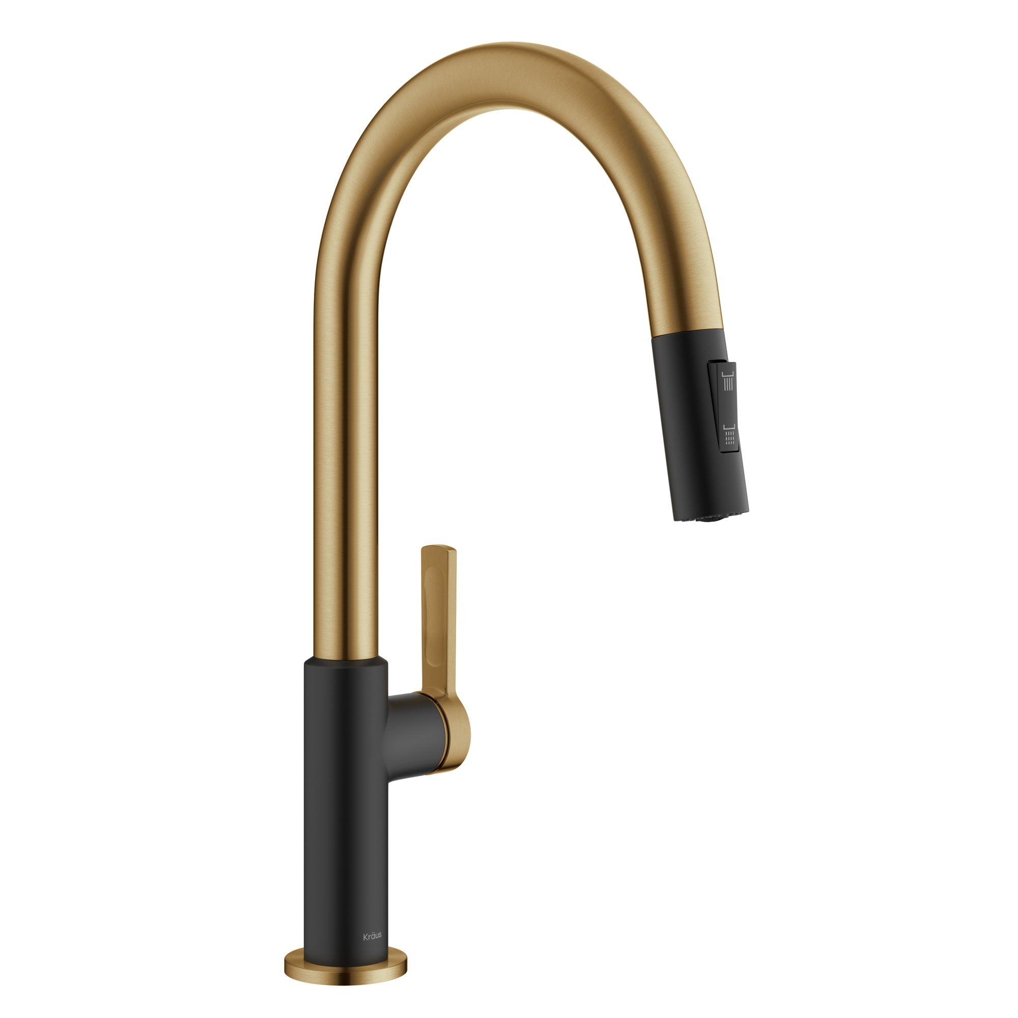 KRAUS Pull-Down Kitchen Faucet in Brushed Brass & Matte Black — DirectSinks