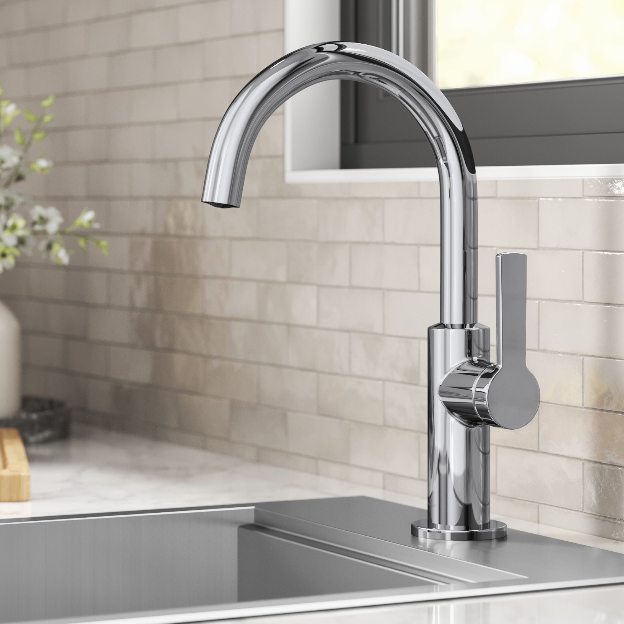 KRAUS Contemporary Single Handle Kitchen Bar Faucet in Chrome — DirectSinks