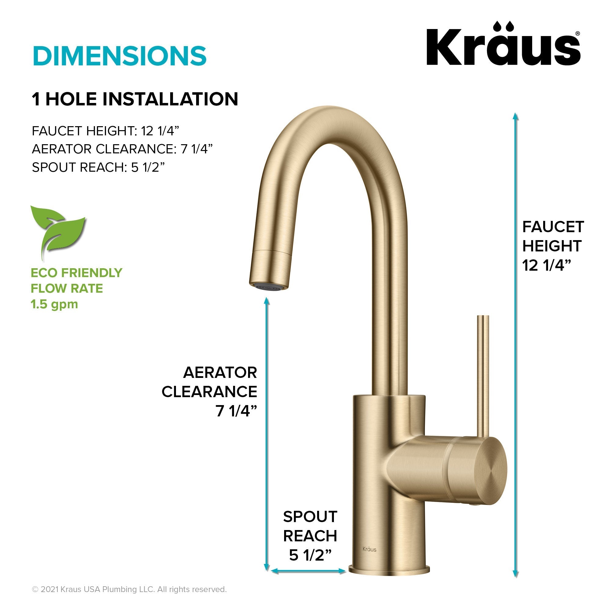 KRAUS Oletto Single Handle Kitchen Bar Faucet in Spot Free Antique Champagne Bronze-Kitchen Faucets-DirectSinks