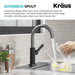KRAUS Oletto Single Handle Matte Black & Black Stainless Steel Kitchen Bar Faucet-Kitchen Faucets-DirectSinks