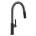 KRAUS Oletto Single Handle Matte Black & Black Stainless Steel Pull-Down Kitchen Faucet-Kitchen Faucets-DirectSinks