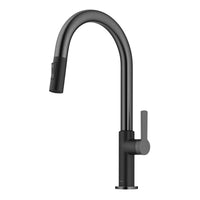KRAUS Oletto Single Handle Matte Black & Black Stainless Steel Pull-Down Kitchen Faucet