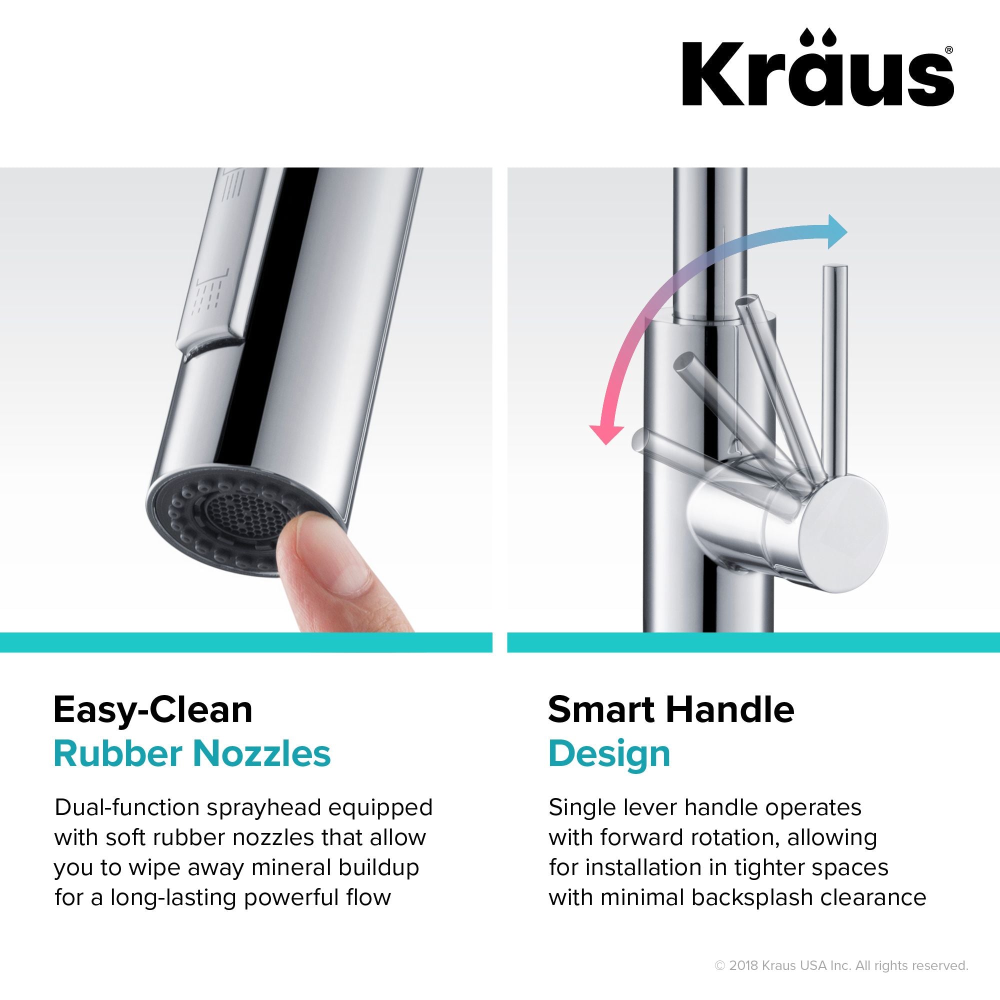 KRAUS Oletto Single Lever Pull Down Kitchen Faucet in Chrome KPF-2620CH | DirectSinks
