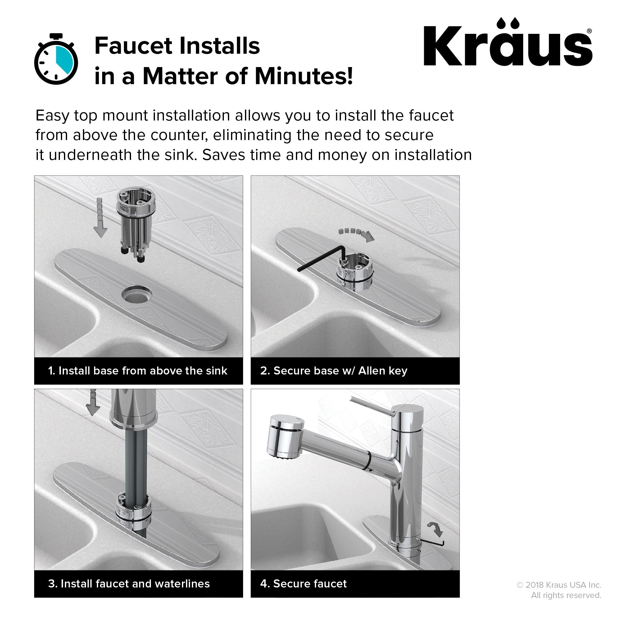 KRAUS Oletto Single Lever Pull Down Kitchen Faucet in Spot Free all-Brite Stainless Steel KPF-2620SFS | DirectSinks