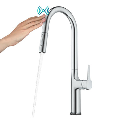 KRAUS Oletto Tall Modern Single-Handle Touch Activated with Pull Down Sprayer in Chrome-Kitchen Faucets-DirectSinks
