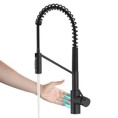 KRAUS Oletto Touchless Pull-Down Single Handle Faucet in Matte Black-Kitchen Faucets-DirectSinks