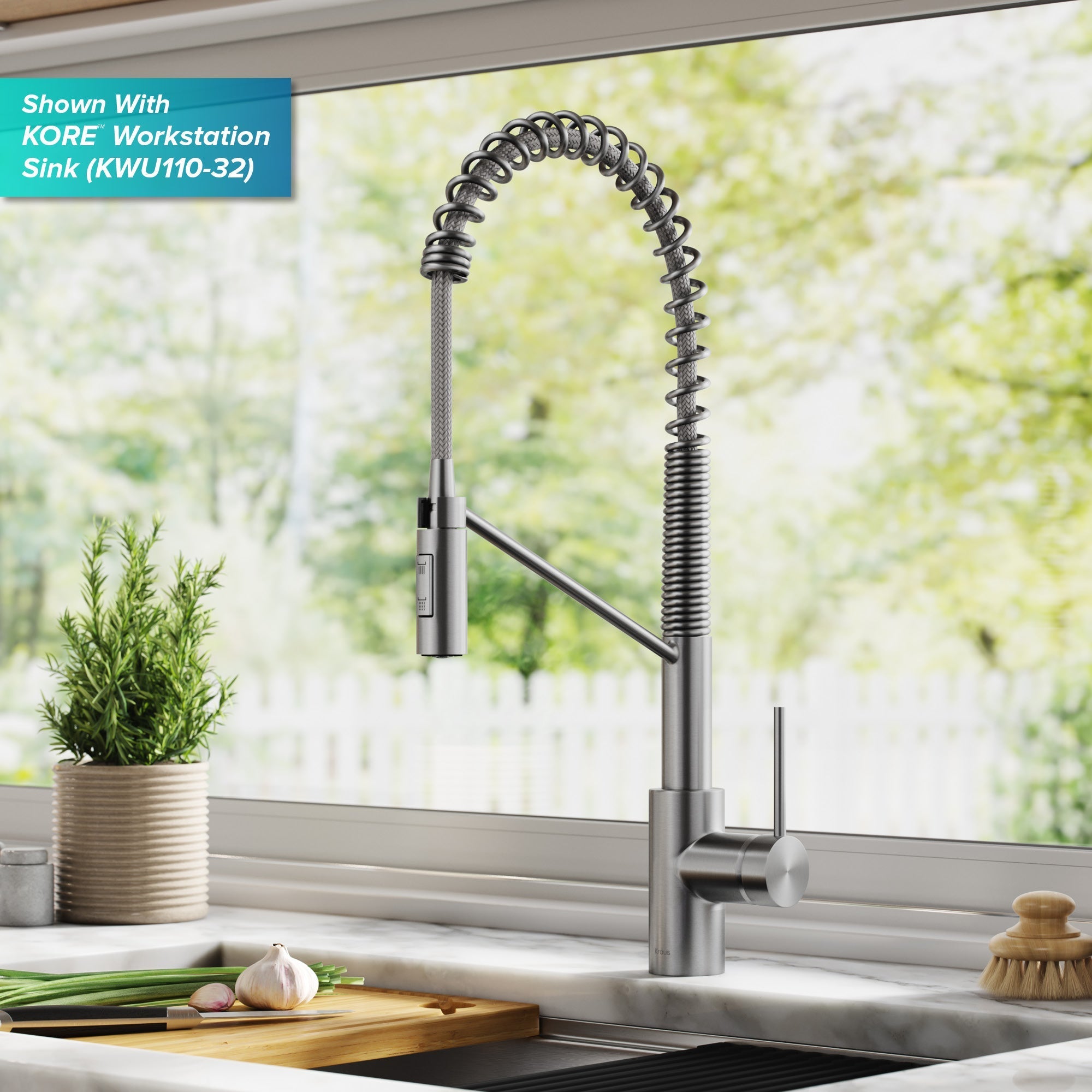 KRAUS Oletto Touchless Pull-Down Single Handle Faucet in Spot Free Stainless Steel-Kitchen Faucets-DirectSinks