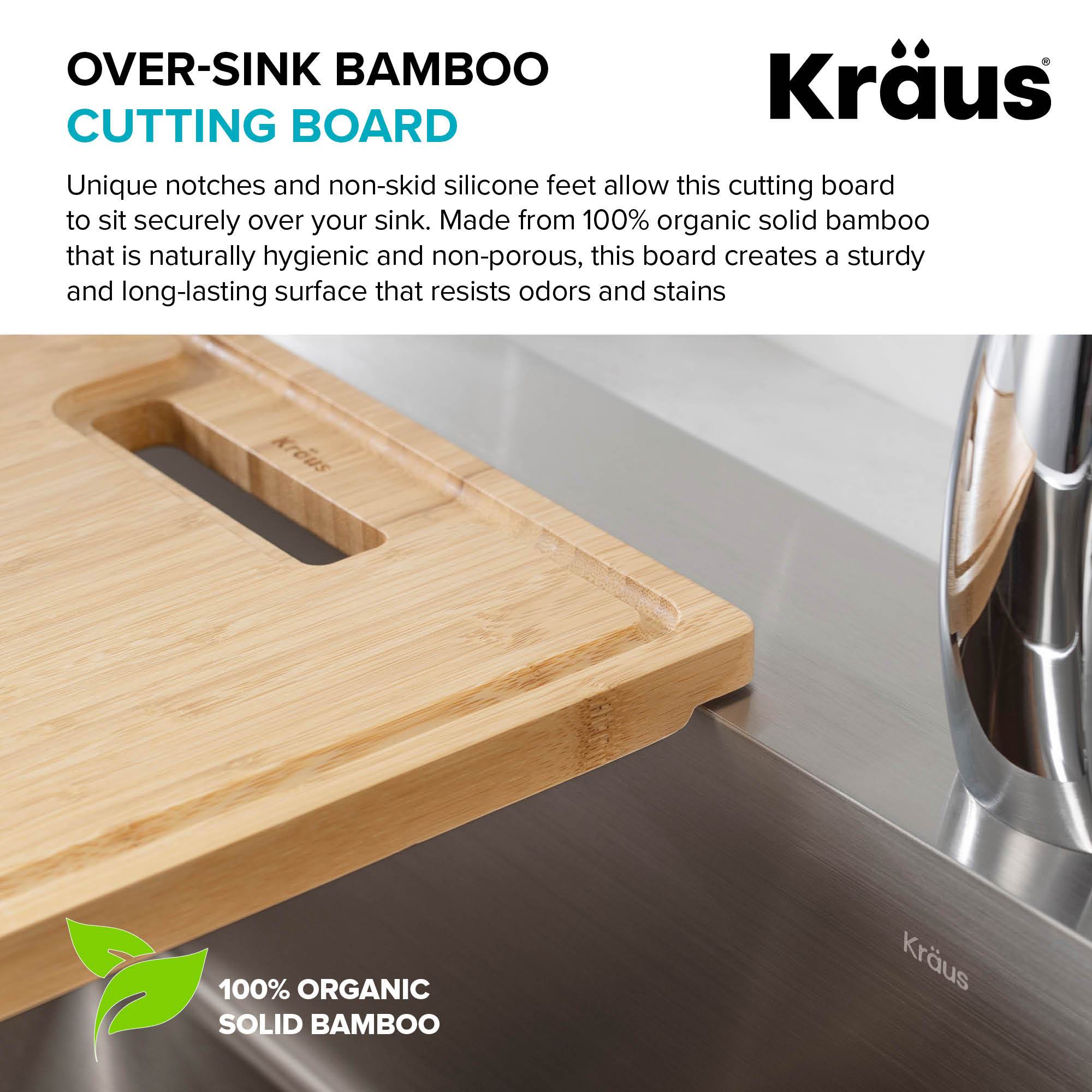 KRAUS Organic Solid Bamboo Cutting Board for Kitchen Sink, 18.5" x 12"-Kitchen Accessories-KRAUS