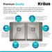 KRAUS Pax Zero-Radius 31.5" Handmade Undermount 50/50 Double Bowl 16 Gauge Stainless Steel Kitchen Sink with NoiseDefend Soundproofing-Kitchen Sinks-DirectSinks