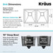 KRAUS Pax Zero-Radius 31.5" Handmade Undermount 50/50 Double Bowl 16 Gauge Stainless Steel Kitchen Sink with NoiseDefend Soundproofing-Kitchen Sinks-DirectSinks