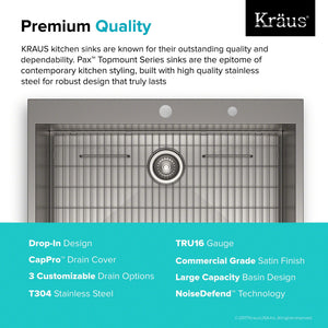 thumbnail image 2 of Kraus Pax Zero-Radius 22 1/2 Inch 16 Gauge Handmade Undermount Single 2 of 11