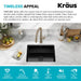 KRAUS Pintura 21" Undermount Porcelain Enameled Steel Kitchen Sink in Black-Kitchen Sinks-DirectSinks