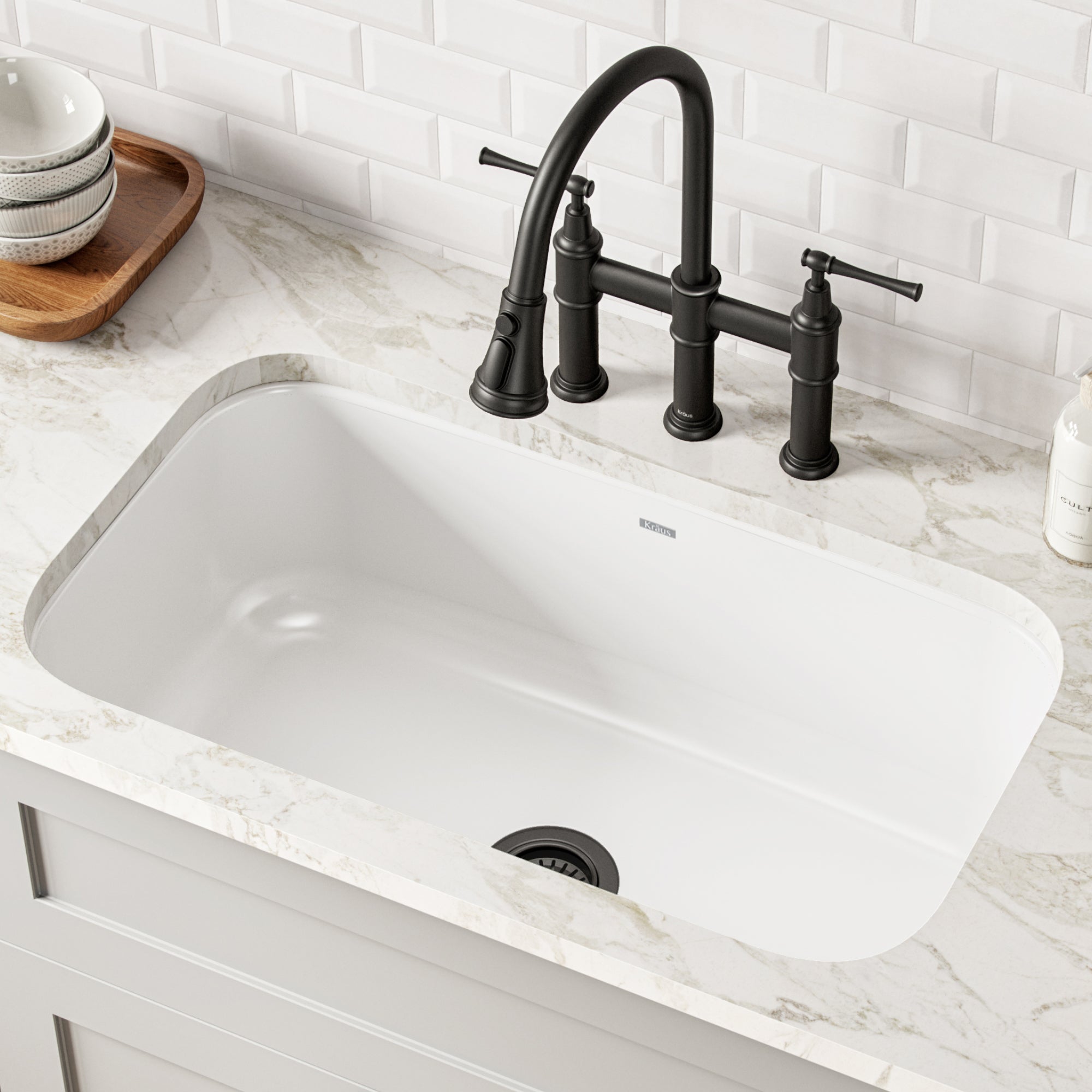 KRAUS Pintura Large White Enameled Stainless Sink KEU14WHITE — DirectSinks