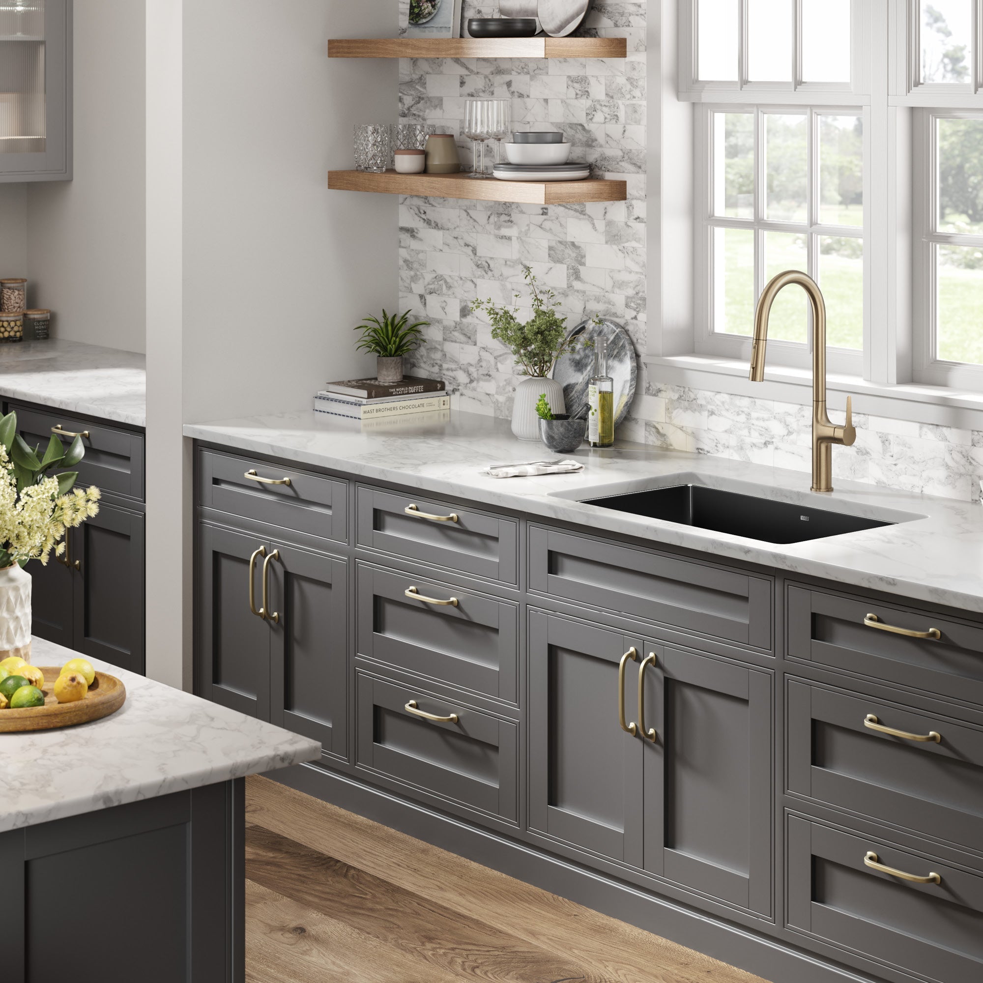 Decorator Kitchen Sink Drain Board, Copper, Black Granite