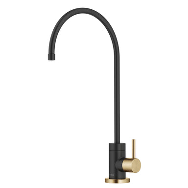 KRAUS Purita 100% Lead-Free Kitchen Water Filter Faucet in Black and Brushed Brass-Kitchen Faucets-DirectSinks