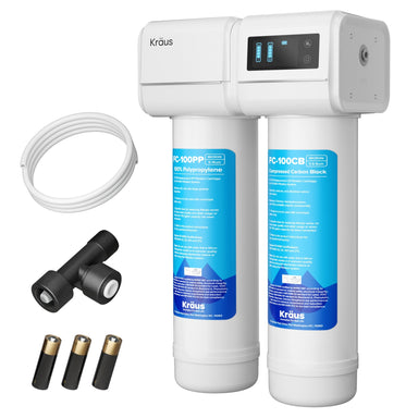 KRAUS Purita 2-Stage Carbon Block Under-Sink Water Filtration System with Digital Display Monitor-FS-1000