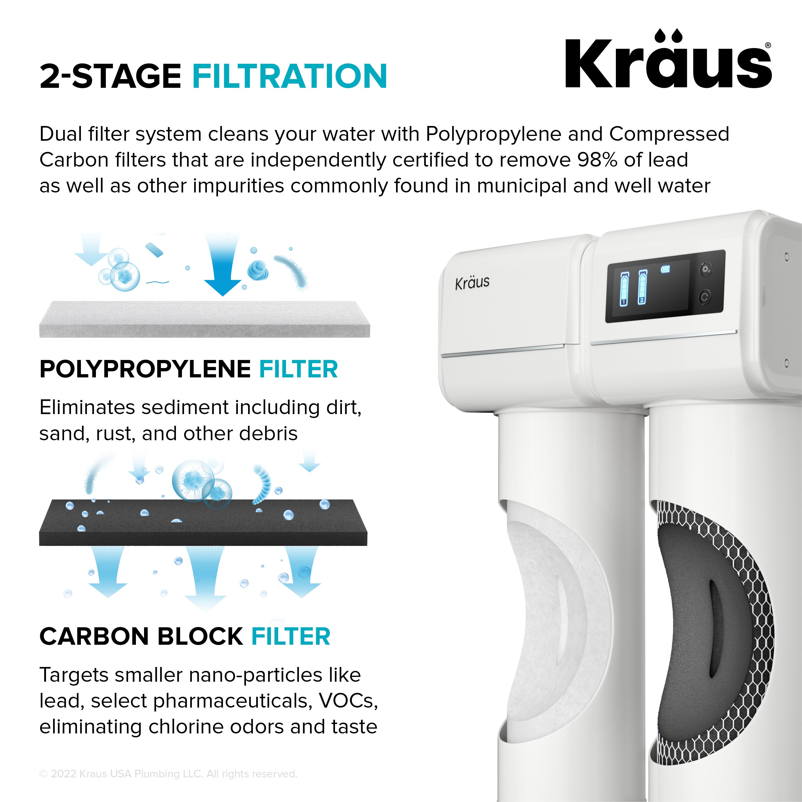 KRAUS Purita 2-Stage Under-Sink Filtration System with Single Handle Drinking Water Filter Faucet in Stainless and Matte Black-FS-1000-FF-100SFSMB