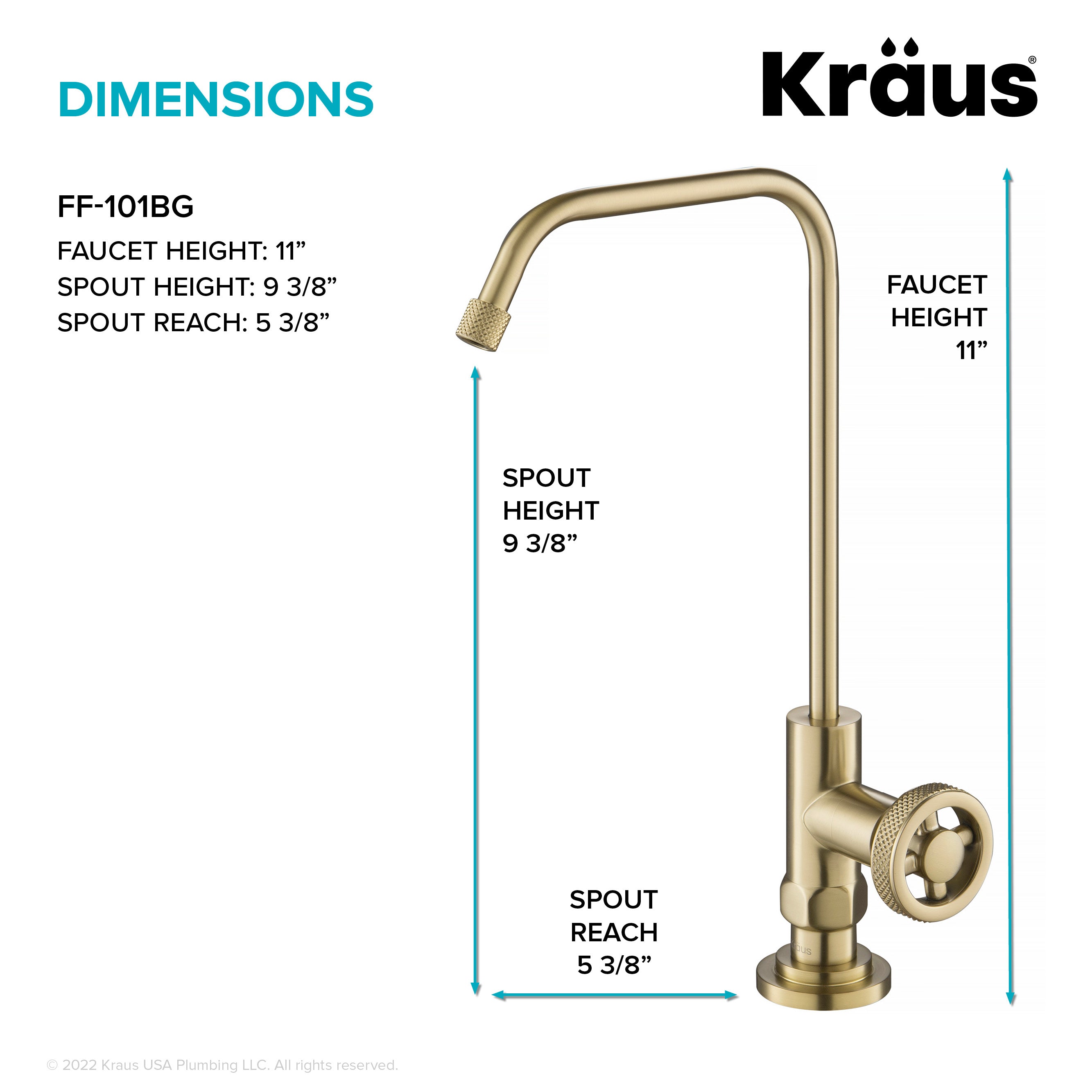 KRAUS Purita 2-Stage Under-Sink Filtration System with Urbix Single Handle Drinking Water Filter Faucet in Brushed Gold-FS-1000-FF-101BG