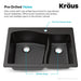 KRAUS Quarza 33" Black Dual Mount 60/40 Double Bowl Granite Kitchen Sink-Kitchen Sinks-DirectSinks