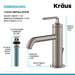 KRAUS Ramus Single Handle 2-Pack Bathroom Sink Faucet with Lift Rod Drain in Spot Free Stainless Steel KBF-1221SFS-2PK | DirectSinks