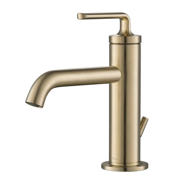 KRAUS Ramus Single Handle Bathroom Sink Faucet with Lift Rod Drain in Brushed Gold KBF-1221BG | DirectSinks