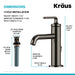KRAUS Ramus Single Handle Bathroom Sink Faucet with Lift Rod Drain in Gunmetal KBF-1221GM | DirectSinks