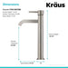 KRAUS Ramus Tall Vessel Bathroom Faucet in Satin Nickel FVS-1007SN | DirectSinks