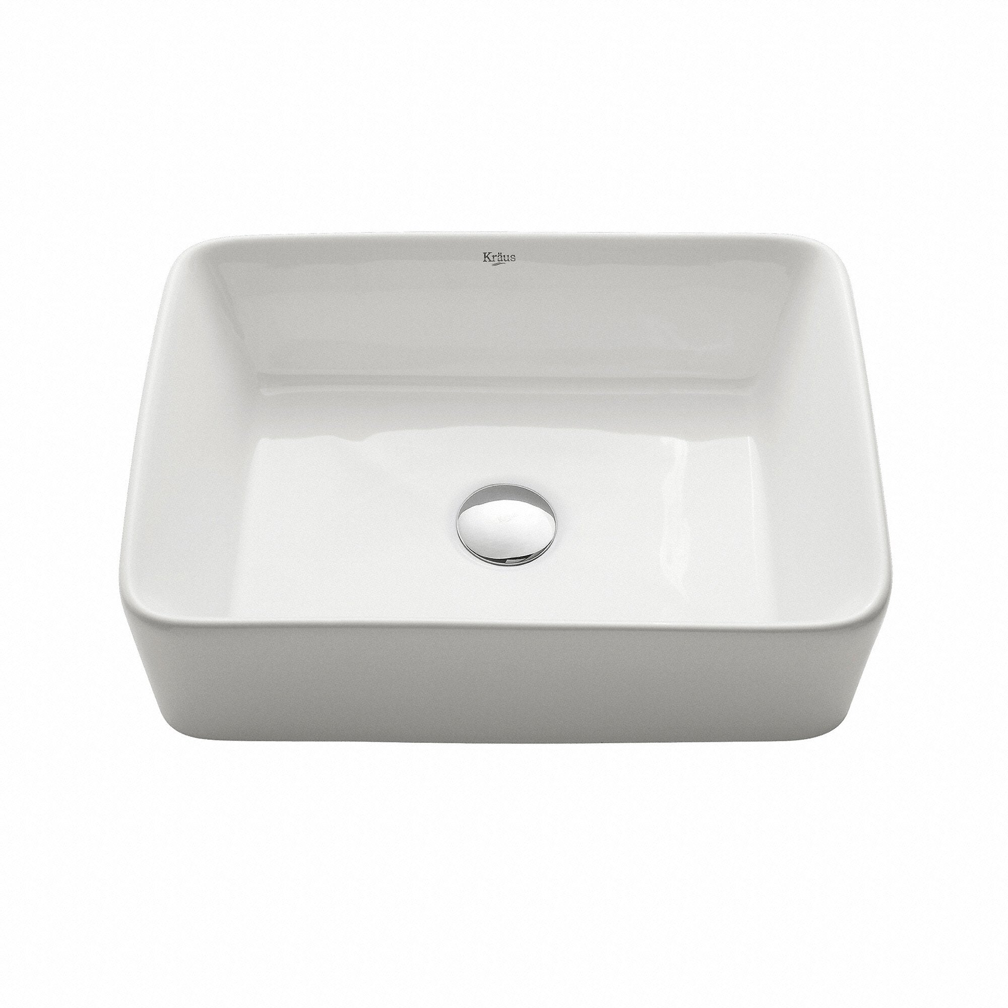 KRAUS Rectangular Ceramic Vessel Bathroom Sink in White-Bathroom Sinks-KRAUS