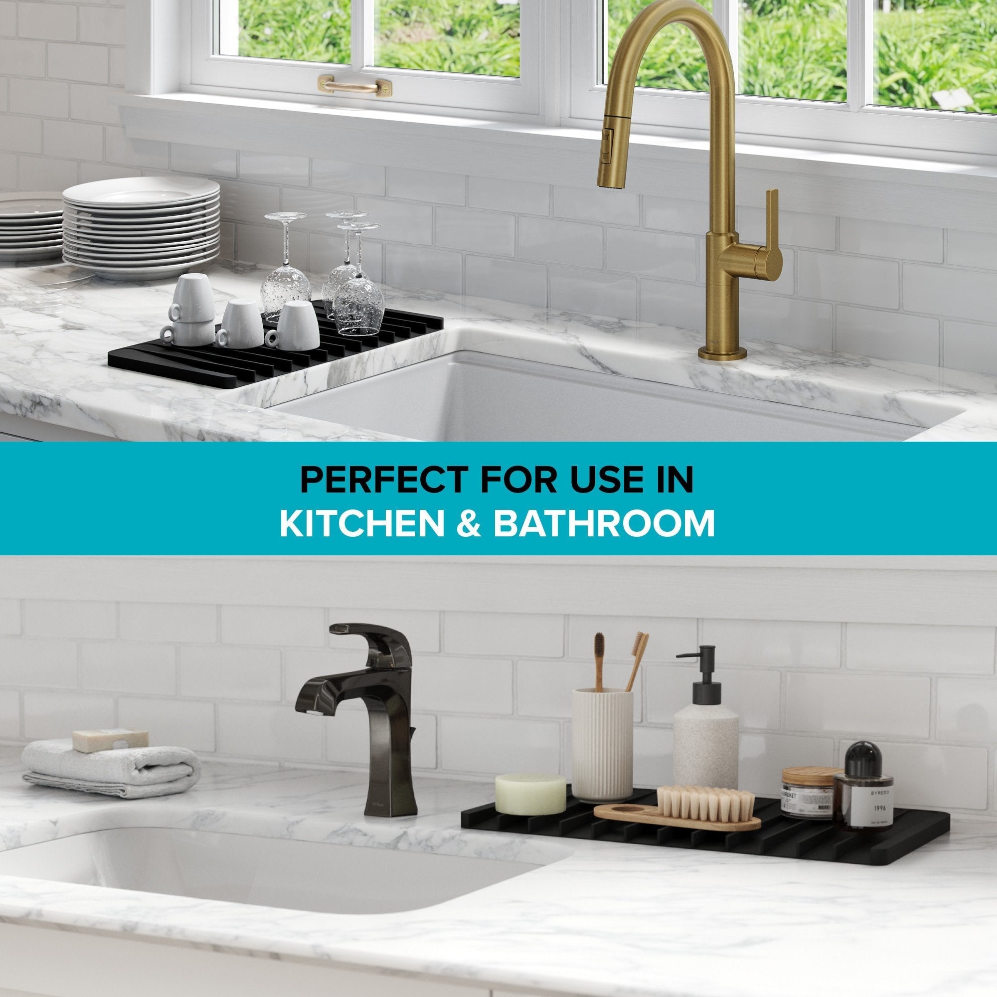 Silicone Kitchen Sink Faucet Mat - Protects Countertops And