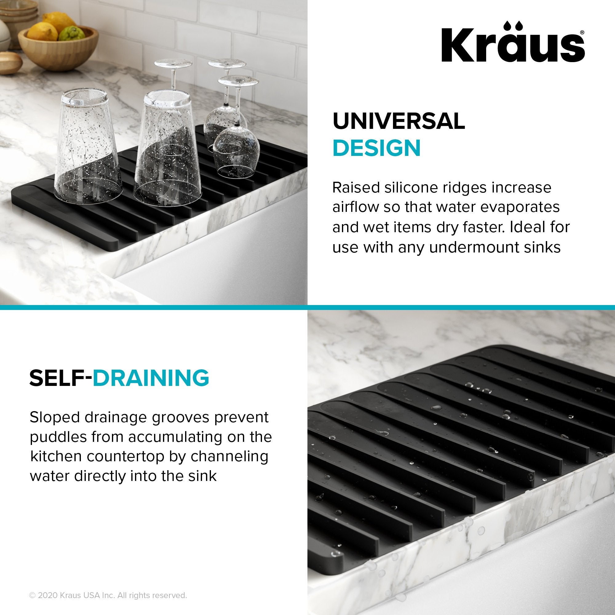 KRAUS Self-Draining Silicone Dish Drying Mat in Brown-Kitchen Accessories-KRAUS